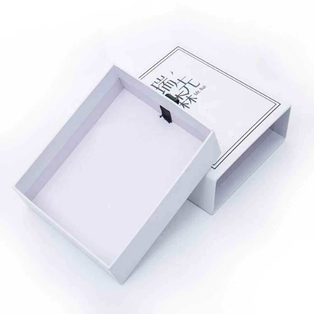 slide open drawer white cardboard paper packaging box for bow tie