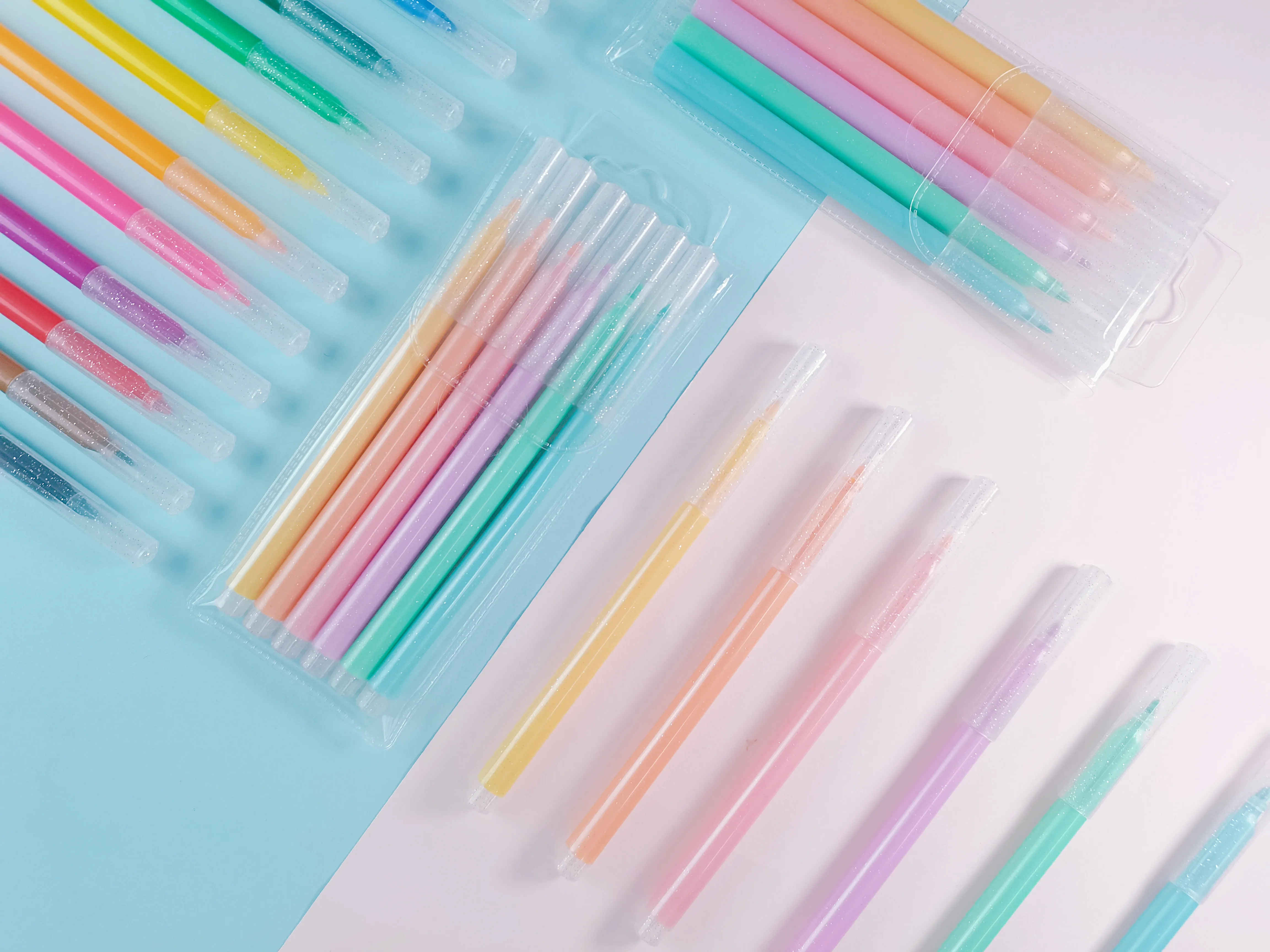 New Design Glitter Art Marker Pen Pastel Colors Washable and Non-toxic Shine Ink Round Tip Watercolor Pen