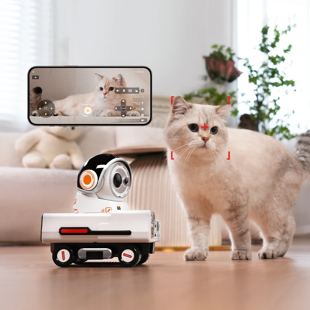 PICKFUN pet cam, pet camera robot, clever dog camera, cat cam with app, vlog camera, pet monitoring camera for vlogging