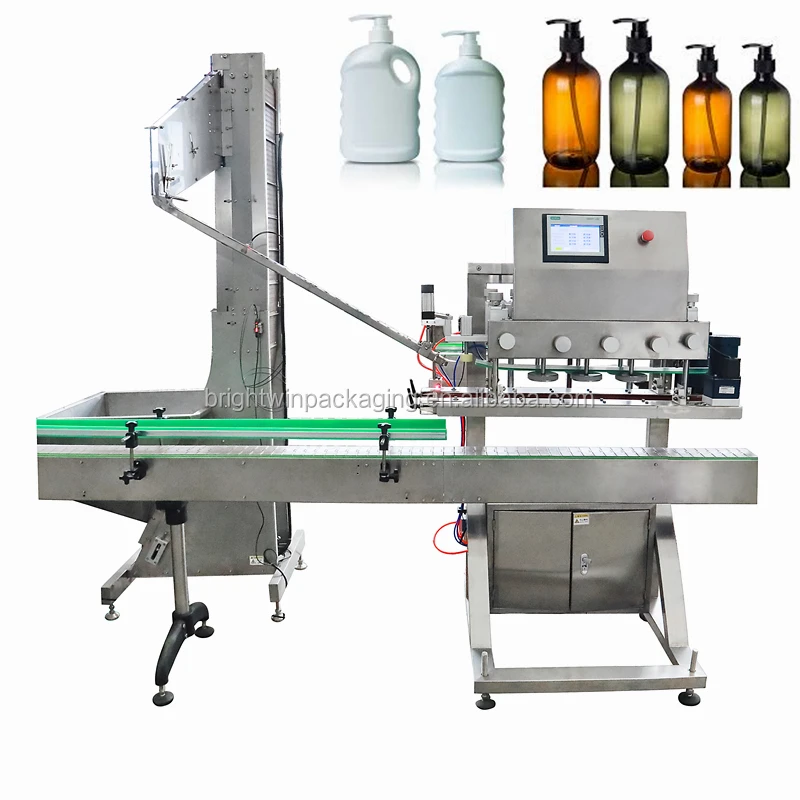 Auto plastic capper screw capping machines for wine bottle capping machine with elevator with videos