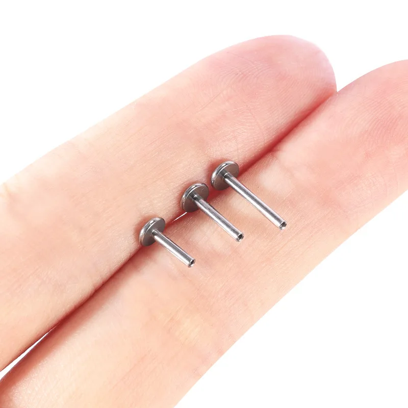 wholesale G23 f136 implant-grade 14g 16g 1mm stud titanium labret threadless bar posts body piercing jewelry de titanio