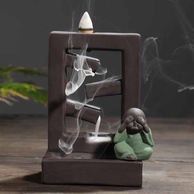 Factory Price New Design Ceramic Waterfall Backflow Censer Incense Cone Burner