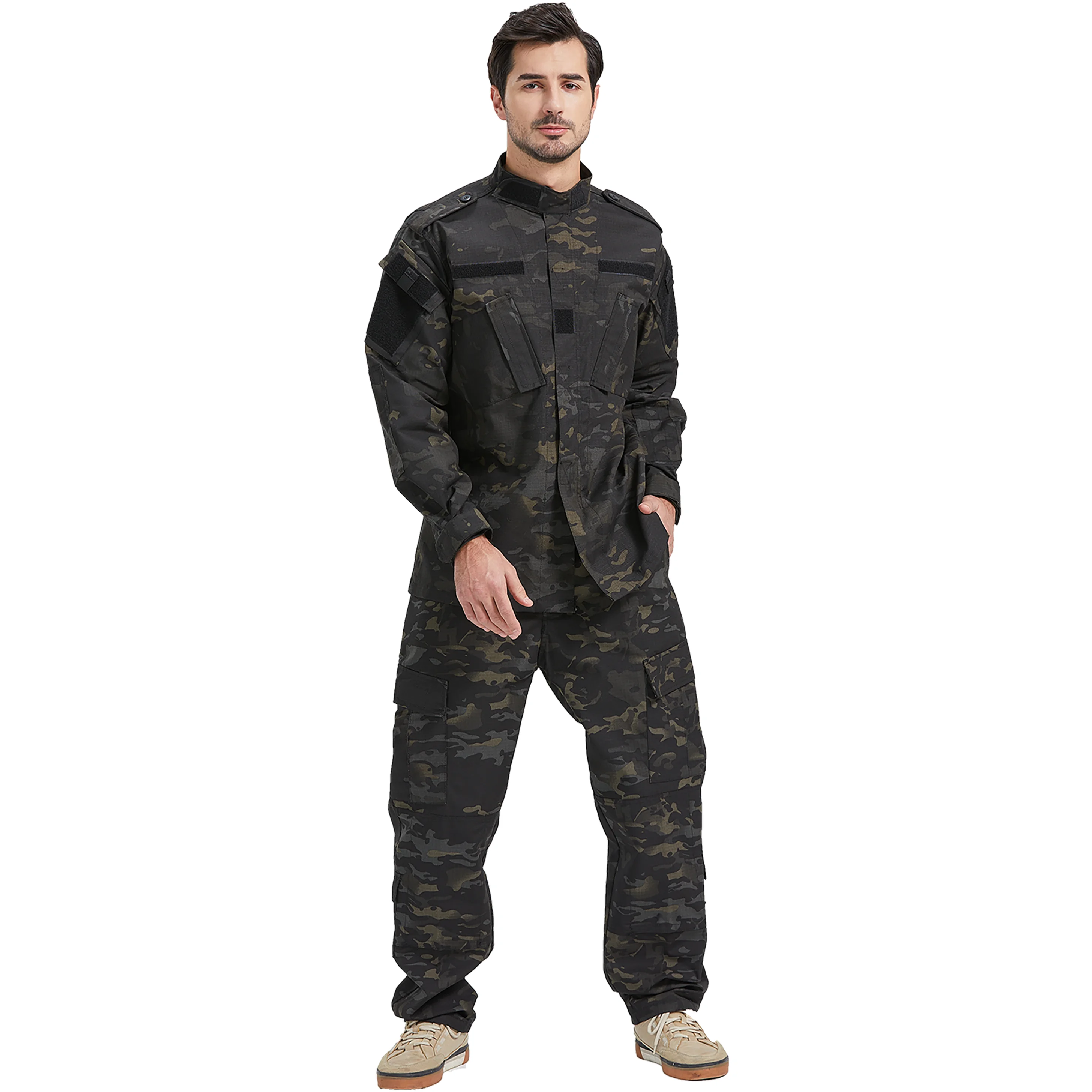 durable tear-resistant Moisture-wicking Forest Camouflage tactical cosplay sports training jacket tactical outdoor uniform