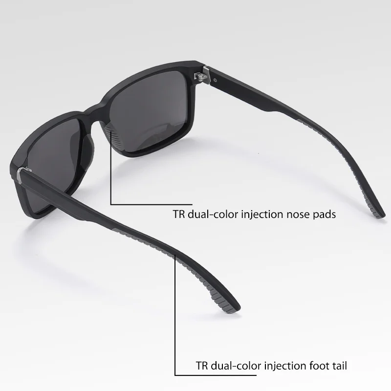 Retro Rectangle Black TR Frame Dark Lens Sunglasses Custom Logo Rubber Tips Men Women Polarized Sunglasses 2024 UV400