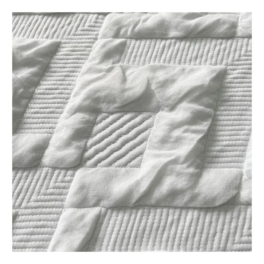 Mattress Fabric White Color Polyester Mattress Ticking Knitted Fabric