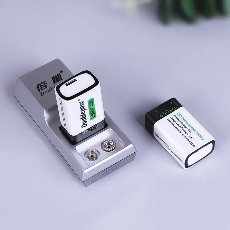 Doublepow 9V Micro USB Li-Ion Rechargeable 650mah 9V Battery packs For Home Appliances