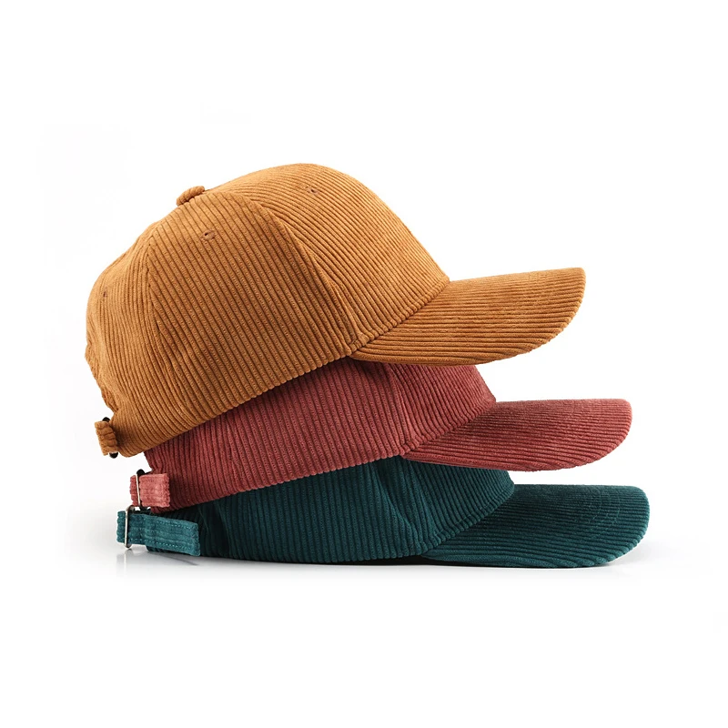 HOT SALE unisex 6 panel vintage structured corduroy baseball hat autumn winter colorful sport cap