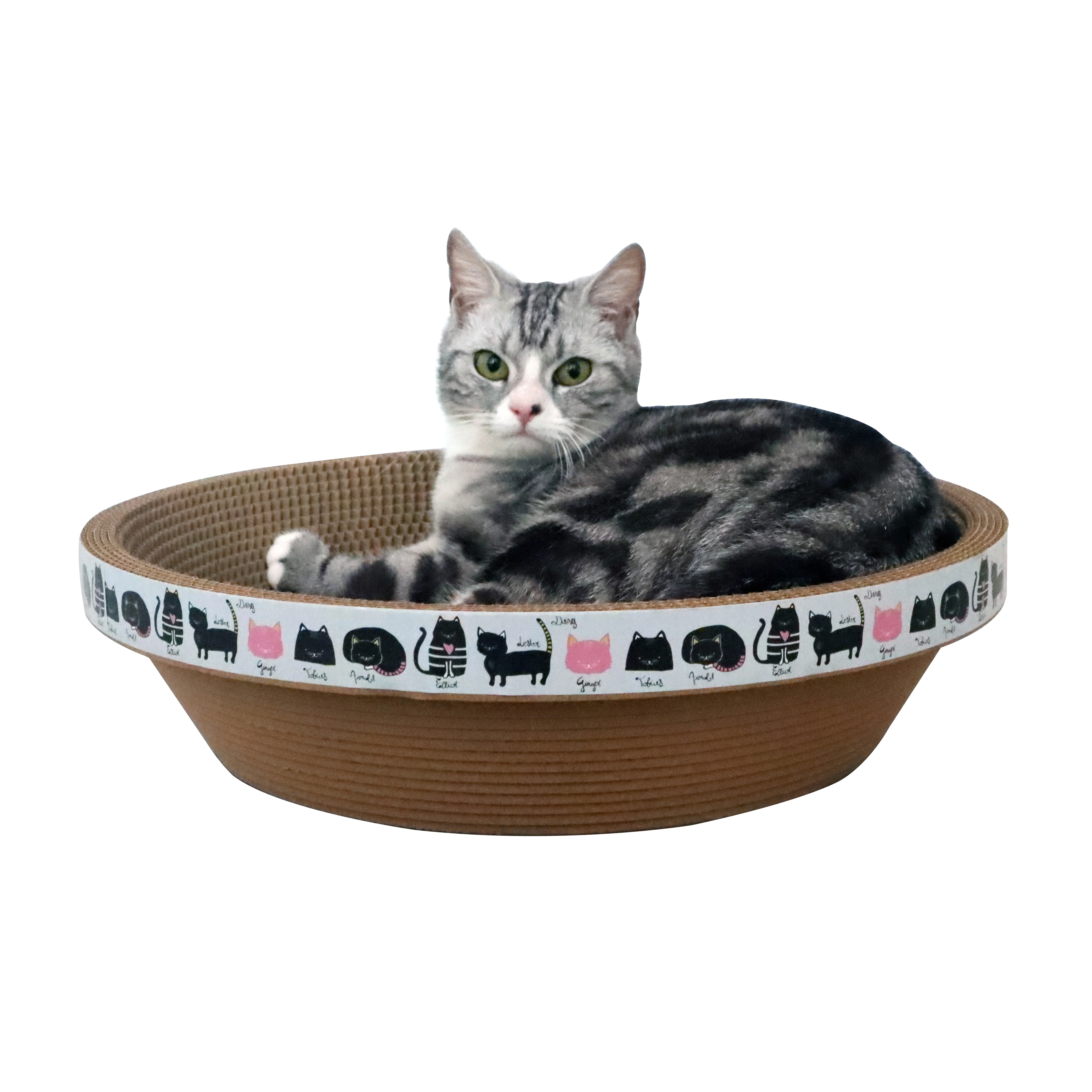 Оптовая продажа Интерактивная гофрированная бумага кошачье дерево 4 размера 3 вида цветов кровать и принадлежности для кошек собак картонная упаковка