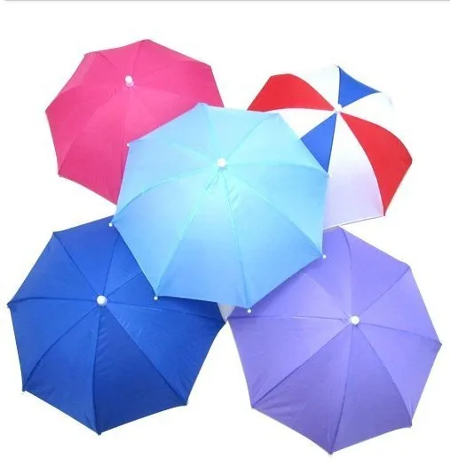 Promotional customized colorful mini small foldable rain sun head umbrella compact custom logo printed umbrella hat