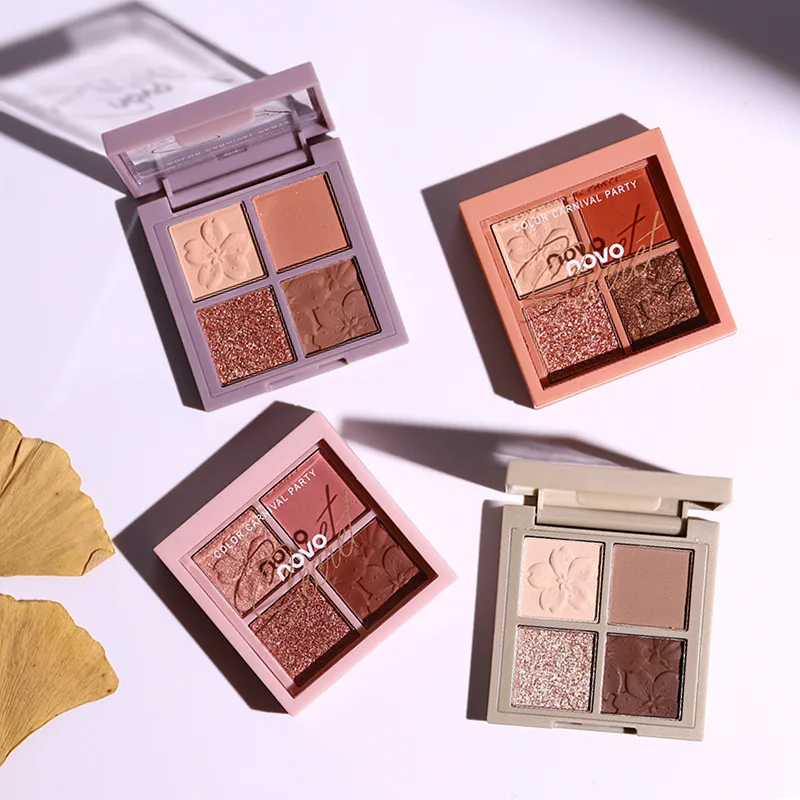 new four-color eye shadow pearlescent earth color eye shadow palette glitter makeup shadow powder lasting cosmetics