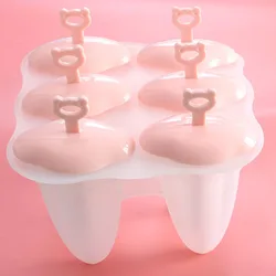 6 Piece Clear Reusable Ice Cream Maker Mould Tools Easy Release Silicone Ice Cream Popsicle Molds Tray