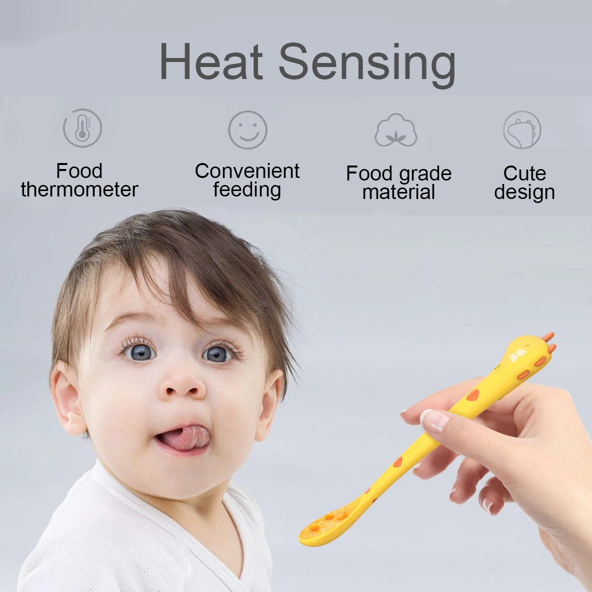Soft Touch Temperature Reader Changing PP Baby Spoon Heat Sensitive Infant Feeding Spoon