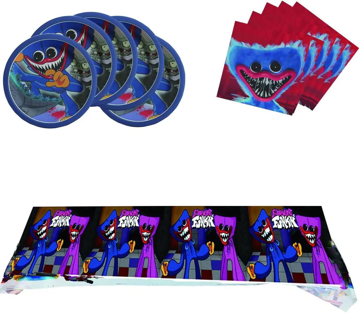 Poppy Playtime Decorative paper cup, paper tray, knife, fork, spoon, tablecloth, party disposable tableware