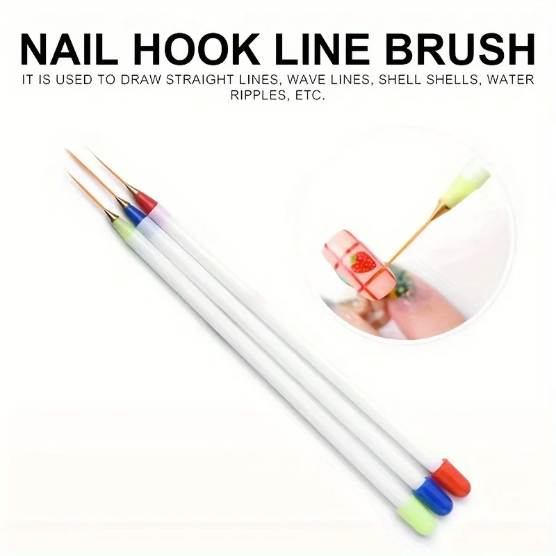 3pcs/set White Nail Art Liner Painting Flower Acrylic Uv Gel Polish Brushes Drawing Professional Design Manicure Tool nail suppl