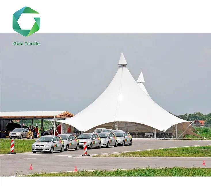 Gaia wholesale acrylic tarpaulin pvc coated waterproof stretch tent fabric for tensil membrane structure