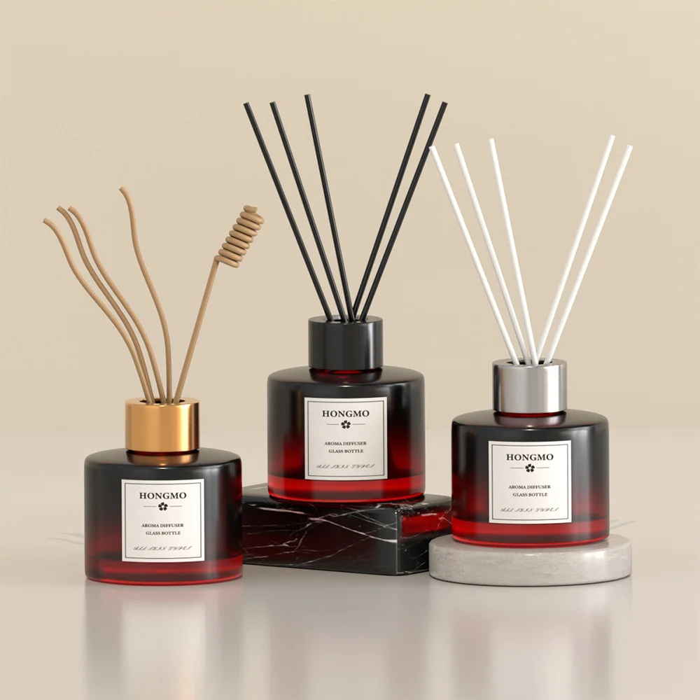 Wholesale 50ml To 250ml Empty Round Clear Glass Aroma Decor Reed Diffuser Bottles With Cap