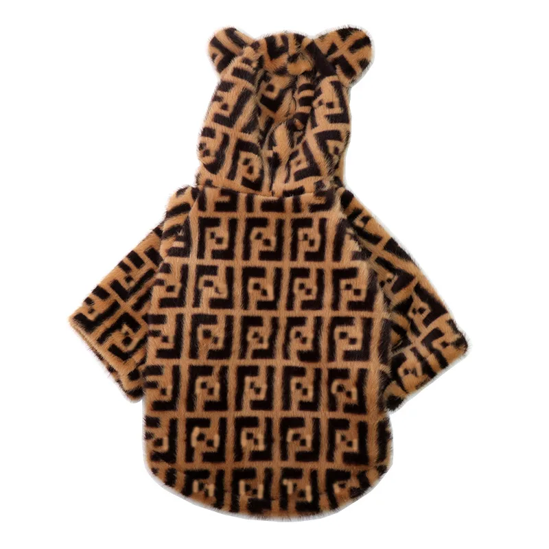 Модная брендовая теплая одежда для домашних животных Толстая флисовая одежда с логотипом собаки две лапы с пальто на молнии