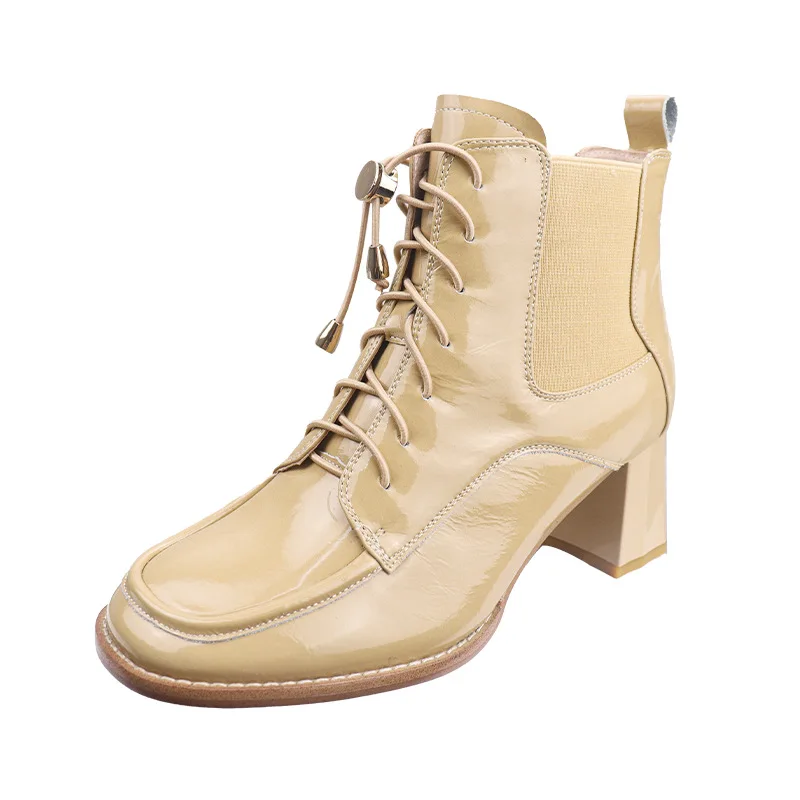 Manufacturer brown genuine leather boots women high heel shoes boots 6 CM dance heel boots
