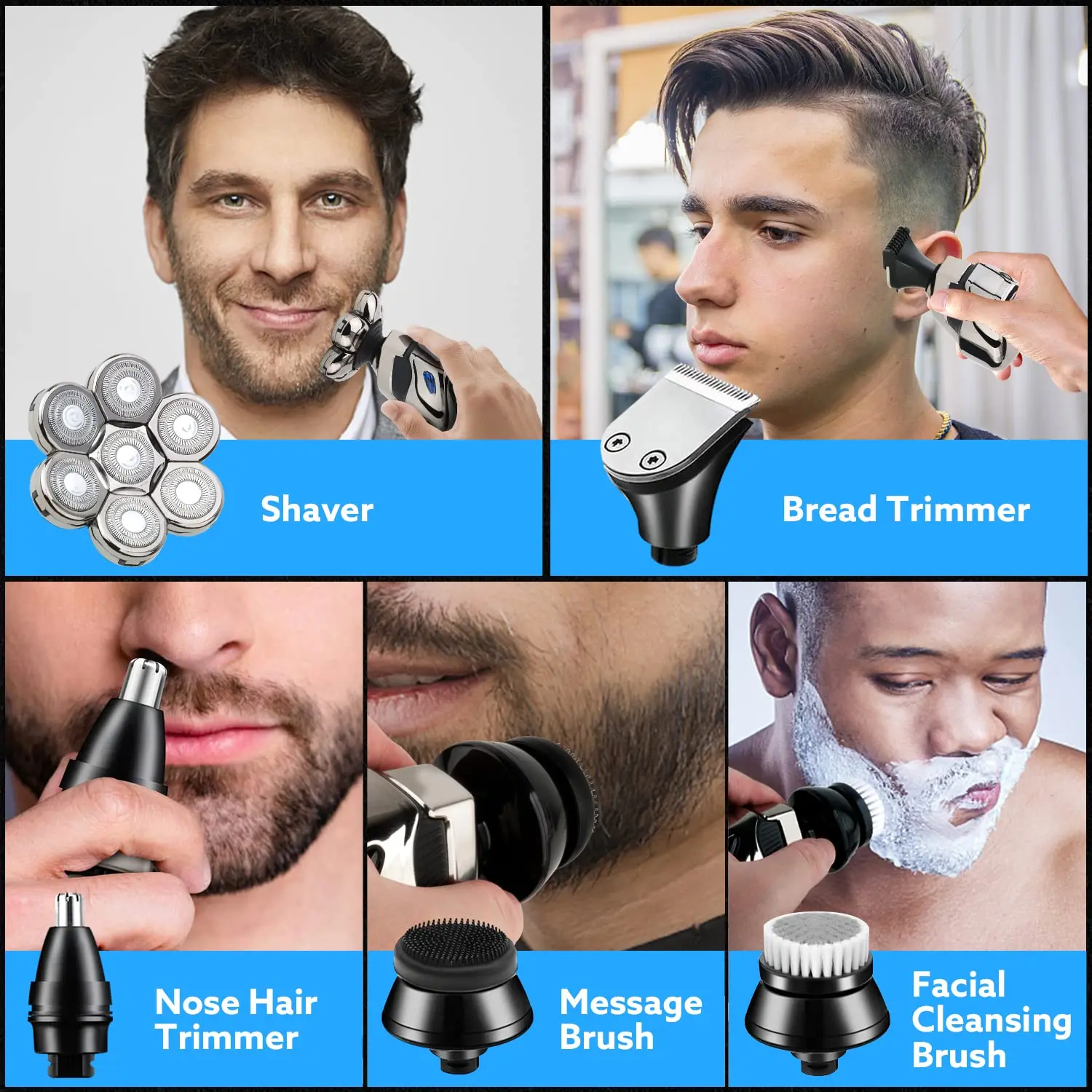 7D Amazon Best Seller Mini Portable Face Hair Remover USB Waterproof Rotary Beard Nose Hair Trimmer Electric Mens Razor Shaver