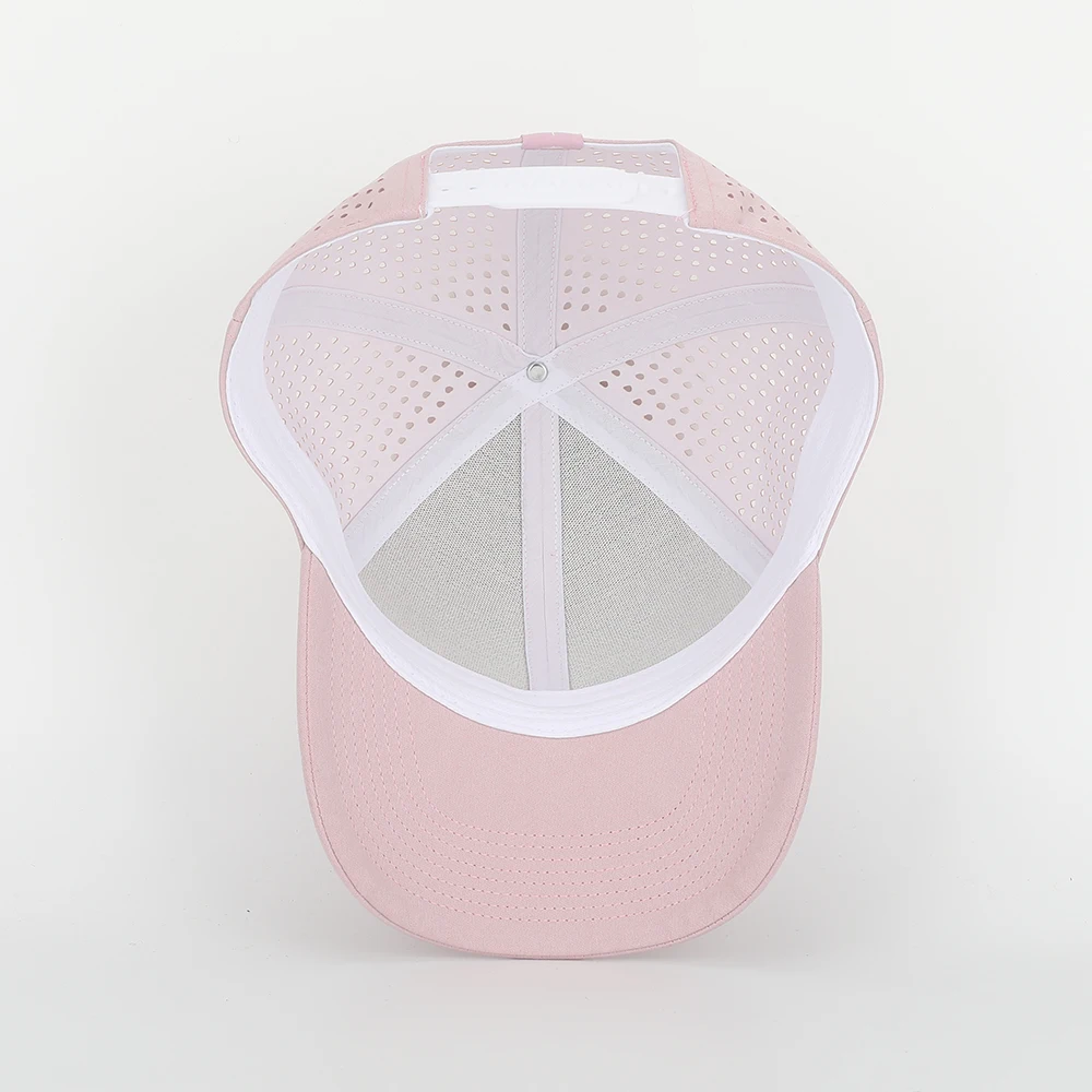 Custom High Quality 6 Panel Women Embroidered Dry Fit Sport Pink Baseball Cap,Waterproof Laser Cut Perforated Gorras Dad Hat