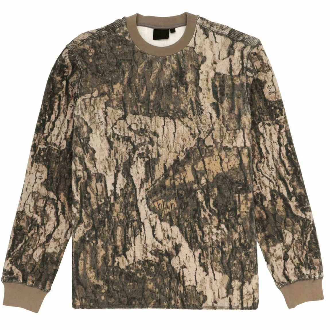 Custom Screen Printed Heavy Cotton Knitted Camo Waffle Tee Camouflage Thermal T Shirts Double Layer Long Sleeve T-shirts For Men