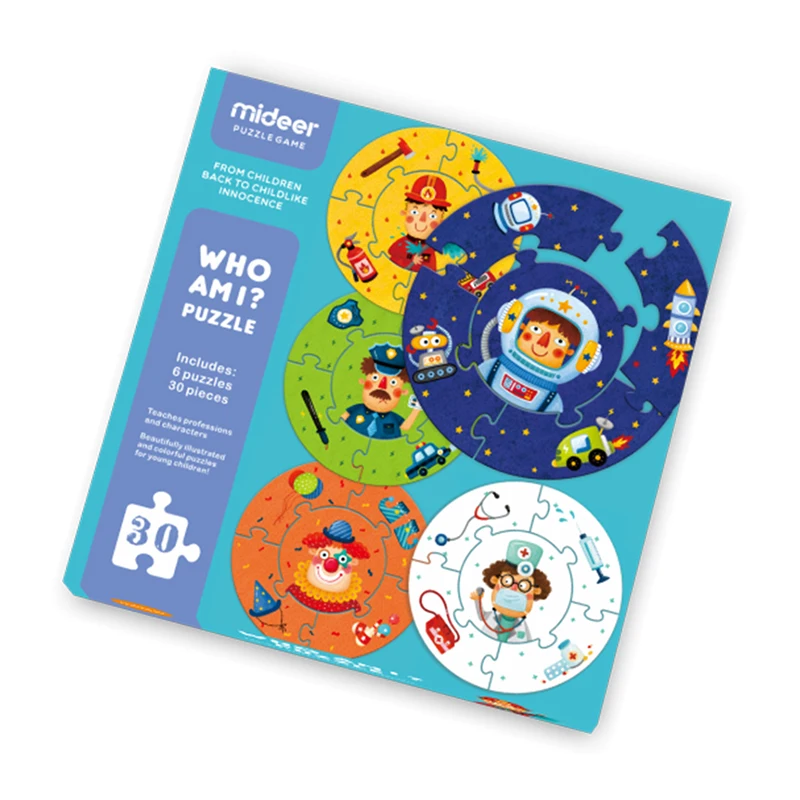 MD3035 mideer children Fun Early Education Cognitive Card Toys Logical development Puzzle Pairing Baby Round Puzzle-WHO AM I