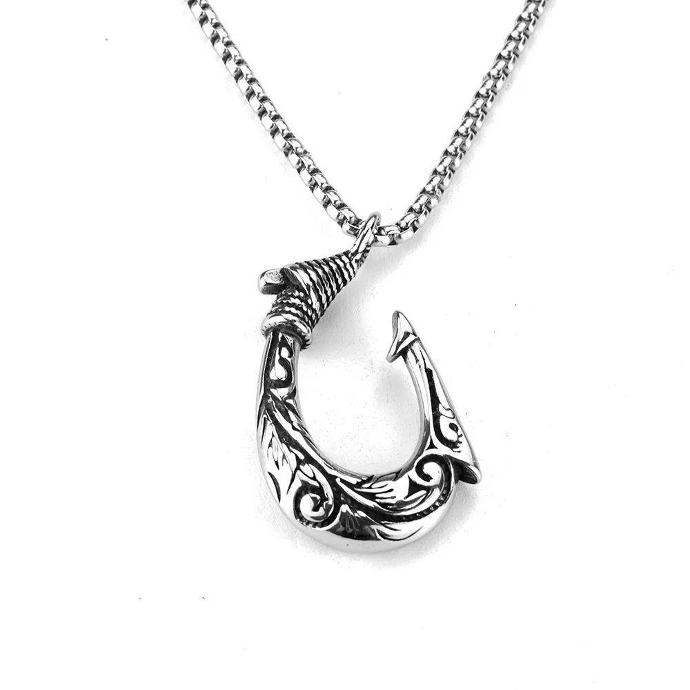 Viking Mermaid Fish Hook Trendy 316 Stainless Steel Jewelry Fine Fashion Jewelry 18k Pvd Gold Plated Pendant Necklaces 2024