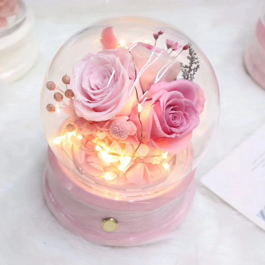 Custom made music box Preserved flower rose crystal ball music box music box christmas