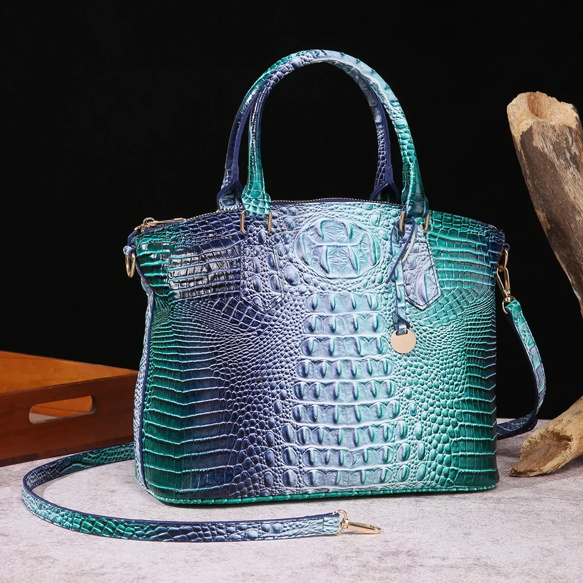 Vintage Ladies Hand Bags High Quality PU Leather Shoulder Bag Top Handle Purse Crocodile Pattern Handbags for Women Luxury
