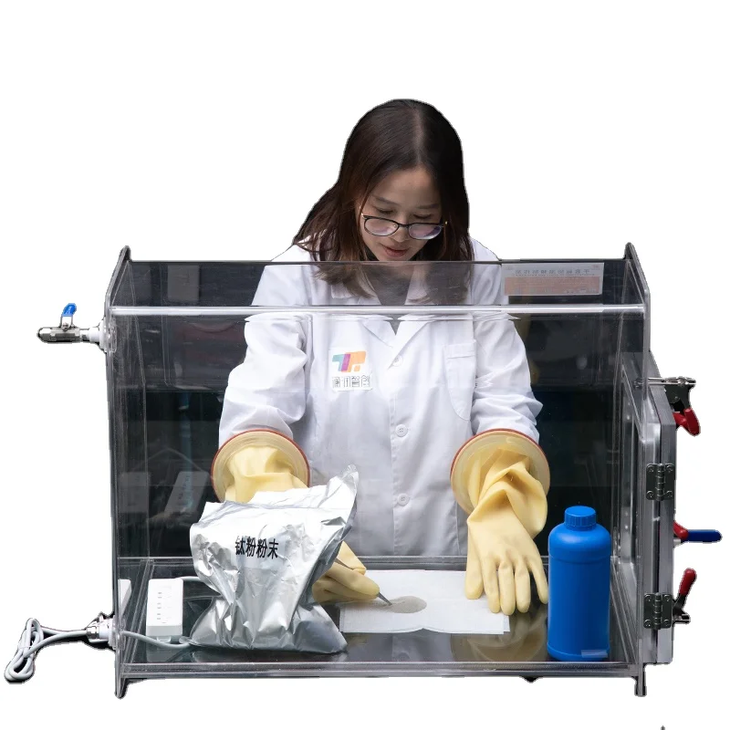 AGB-2A Portable Clear Acrylic PMMA Dry Chamber Strict Anaerobic Organic Electronics Argon Gas Lab Research Isolator Glove box