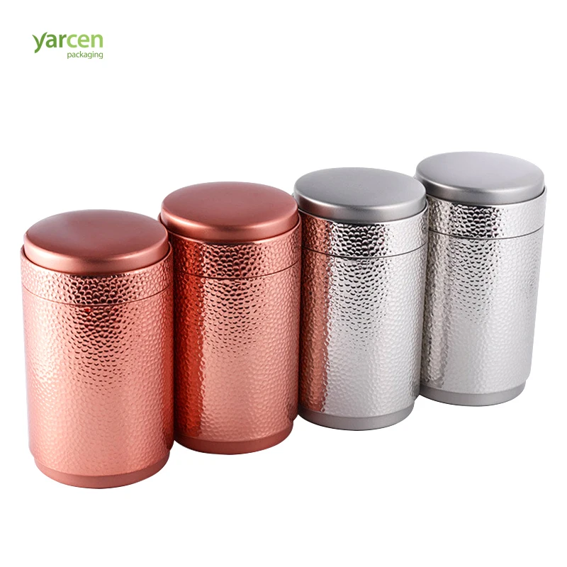 Custom Round Hand Knock Pattern Seal Tea Tin Box/Round Tea Tin Can