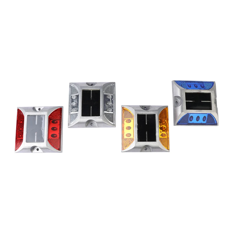 Ip68 Waterproof Aluminum Shell Raised Pavement Markers Flashing Led Cat Eye Reflective Lights Solar Powered Road Studs Spike