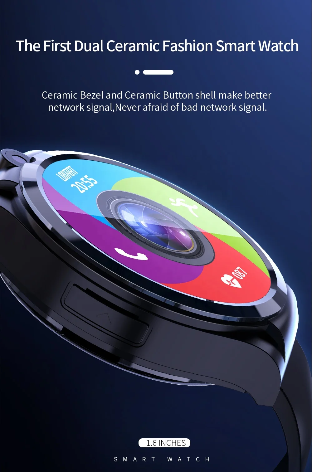 LOKMAT APPLLP 4 Smart Watch 4G 128G GPS with Phone Wifi Dual Camera Full Round Touch Heart Rate Smartwatches Men for Android IOS