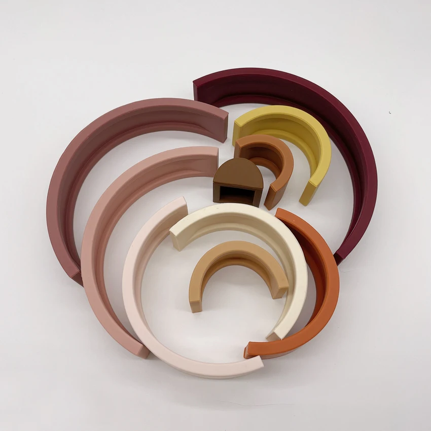 Montessori Silicone Rainbow Nesting Puzzle,Silicone Rainbow Stacker Set