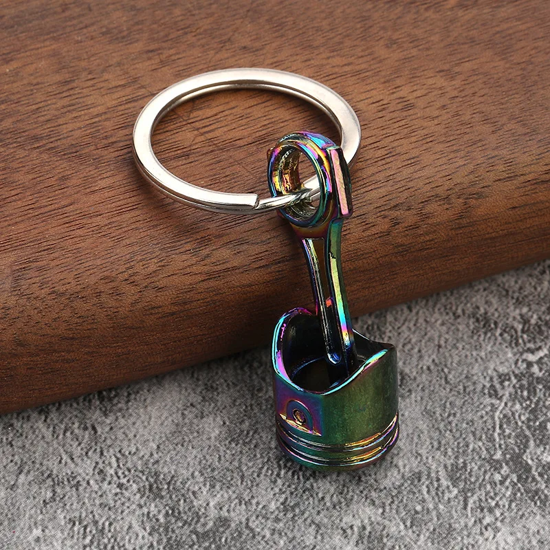 Car parts Piston Keychain Engine Piston Key ring piston connecting rod Model simulation key chain car decoration accessories