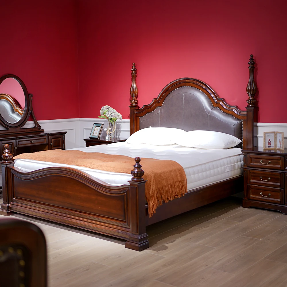 pillar wood modern mid century modern bed frame leather upholstered luxury queen kind retro bed