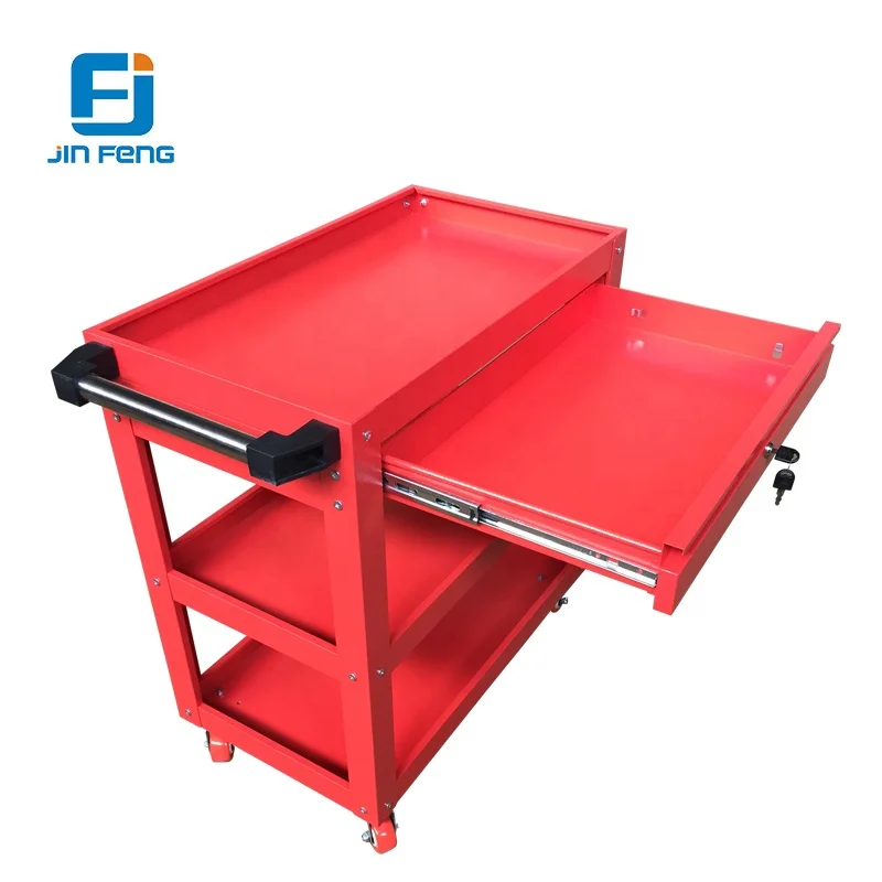 3 Tiers Steel Kitchen Trolly box movable rack / Utility Rolling Cart with drawer