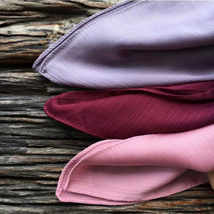 New design beautiful pleated satin hijab Malaysia singapore style popular shawls scarf