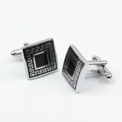 Mens Fashion Laser Engraved Check Sudoku Design Cufflink Luxury Cuff Buttons Silver Black Cuff Links Shirt Jewelry