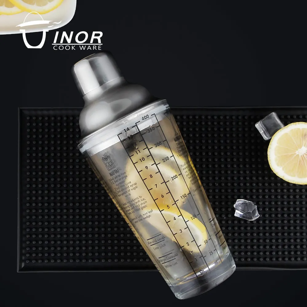 factory direct bar accessories martini shaker stainless steel glass cocktail shaker with scale
