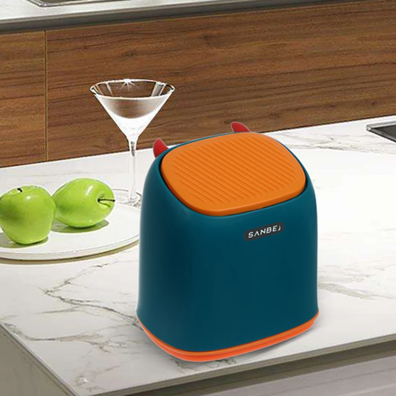 2L table desktop trash bin cute bedroom table trash can with renovate lid