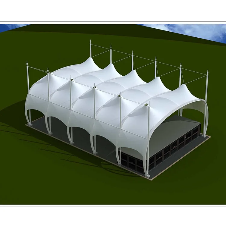 Pvdf flat membrane Factory price 140km/hour wind speed resistant tennis Court canopy for sport center club