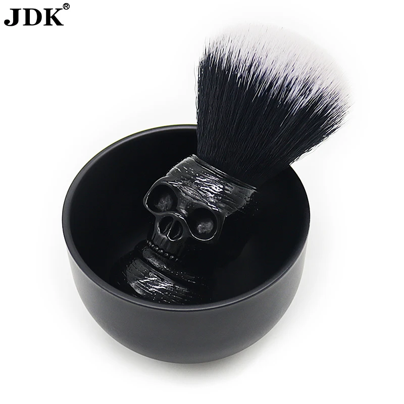 JDK Hot Skull Shaped Beard Shaving Kit Beard Brush Skull Head Handle Badger Hair Shaving Beard Brush with Resin Handle