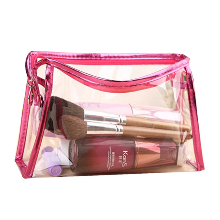 Manufacturer production PVC /EVA transparent cosmetic portable travel zipper bag  three-dimensional Matte sealing storage bag