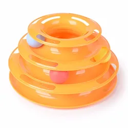 Eco- Friendly Removable Training Exercise 3 Level Plastic Roller Tracks Tower Cat Ball Toy Interactive Pet Cat Toy