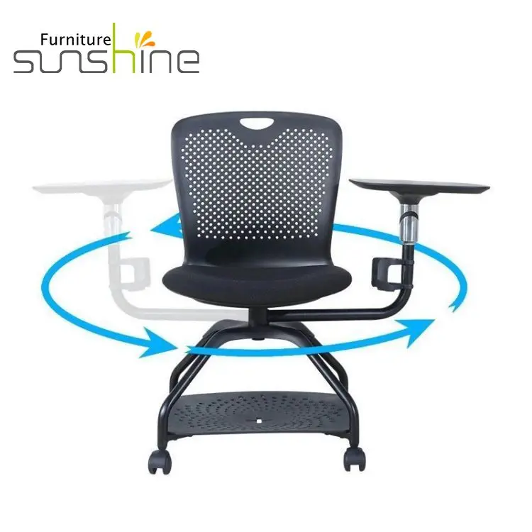 Design Table Sets Workshop Home Wheels On Popular Style Event Notes 360 Swivel Armrest Wheel Training Chair With Abs Writing Pad