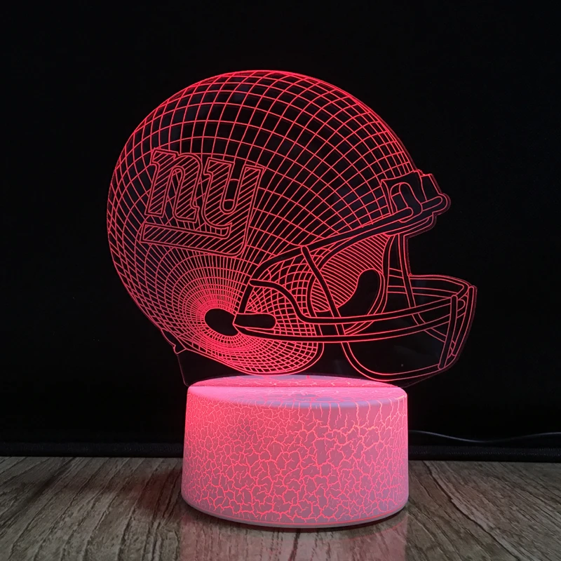 Football Helmet Light Touch Control New York Giants Football Team Light Lamp 7 Color Changing Touch Light