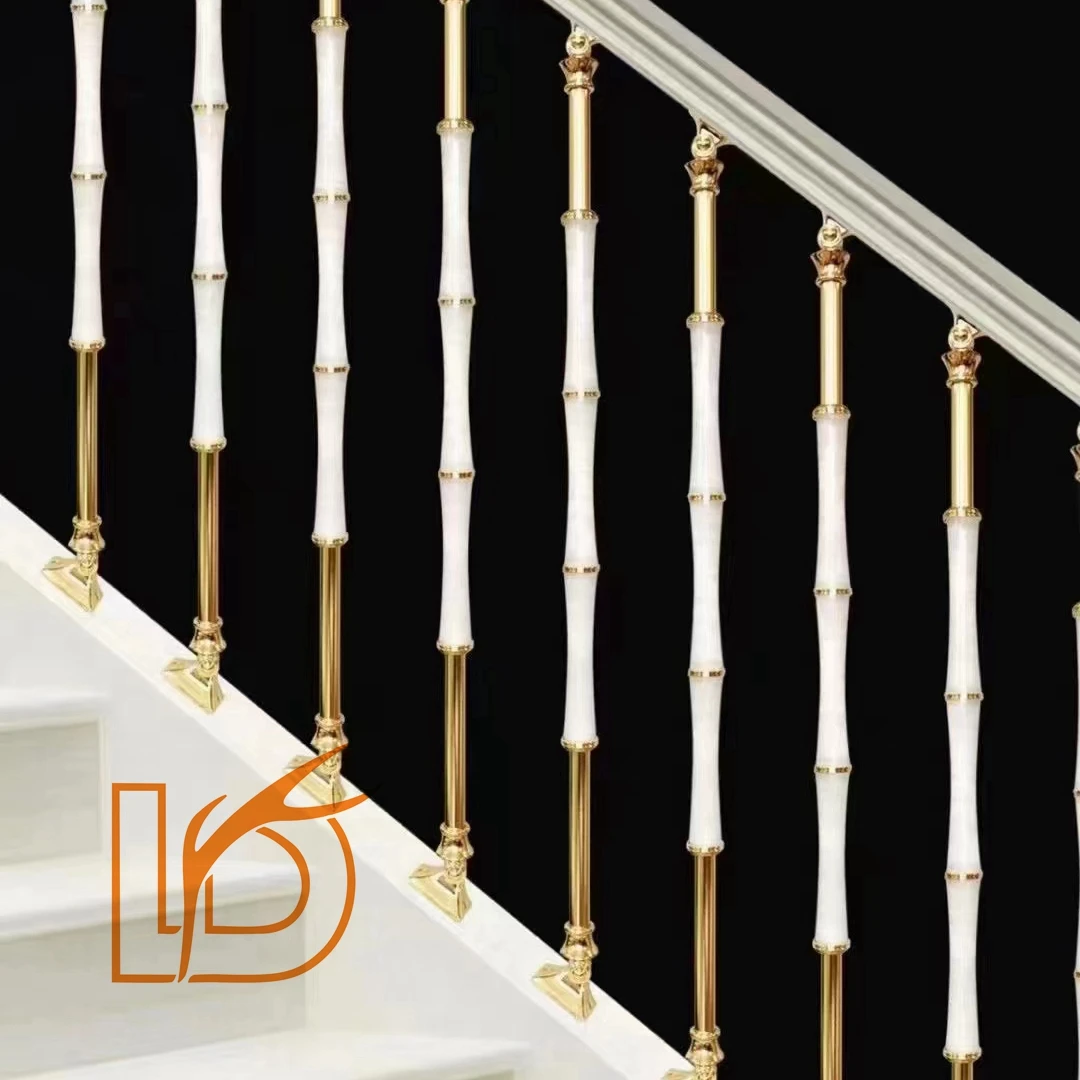 LD New Grey Aluminum Metal Stair Spindles 16 mm Bamboo Shaped Balusters For Indoor Staircase