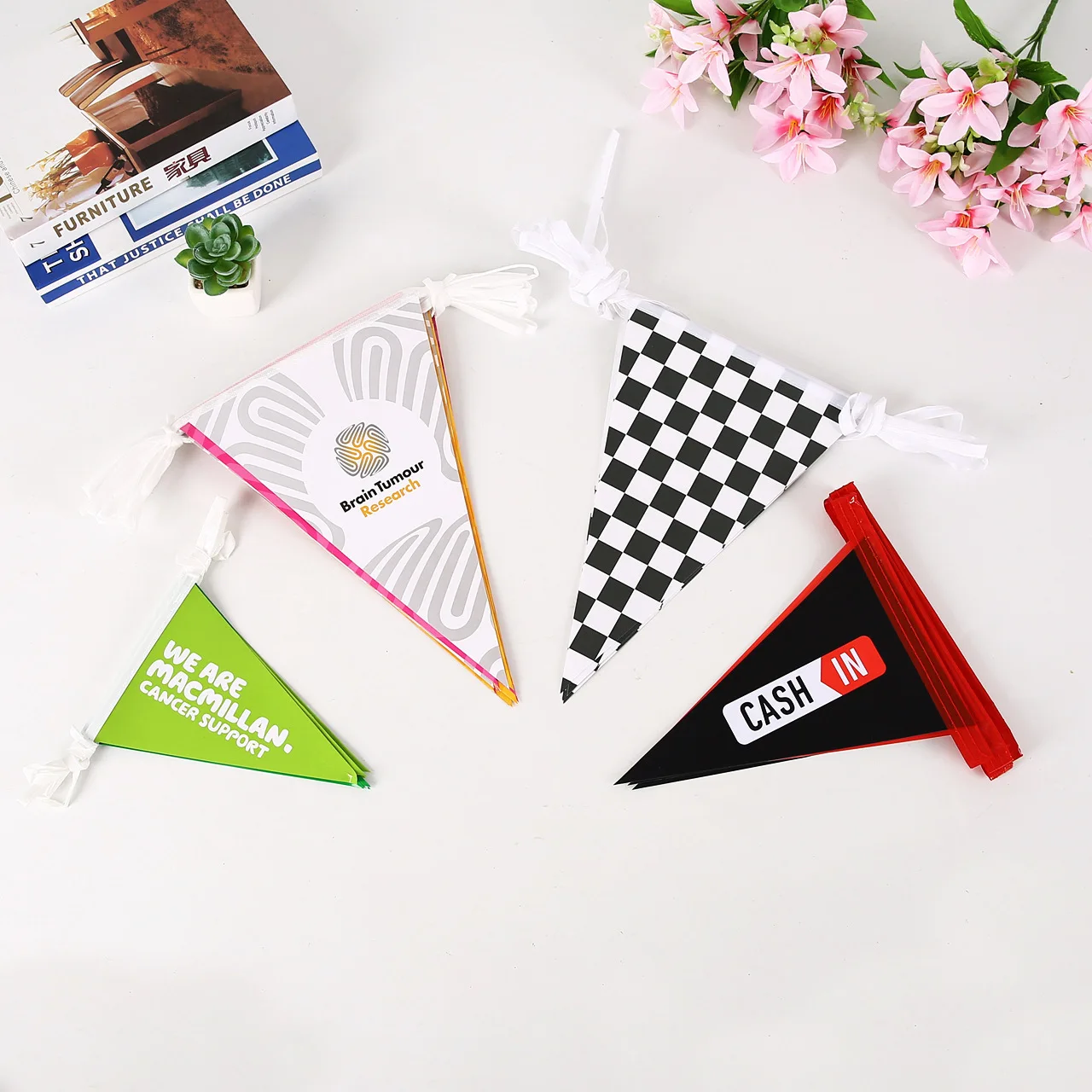 Wholesale Custom Logo Printing Club Football Ceiling Decoration Fabric Pennant String Shape Bunting PVC Flag