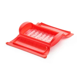 Amazon Hot Professional Cooking Tools Custom Food Fruit Vegetable Basket Microwave Silicone Steam Case With Draining Tray